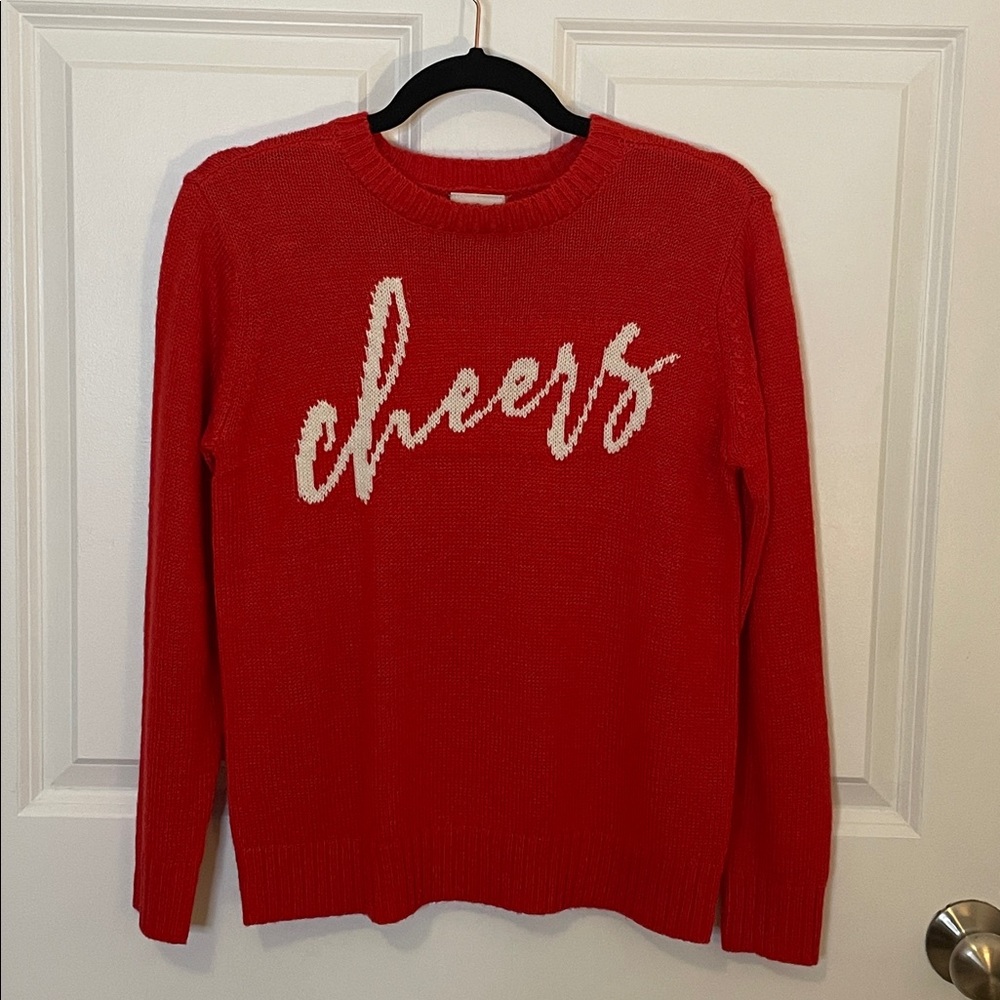 St. John's Bay Classic Red Holiday Sweater Women’s Petite Small Cheers